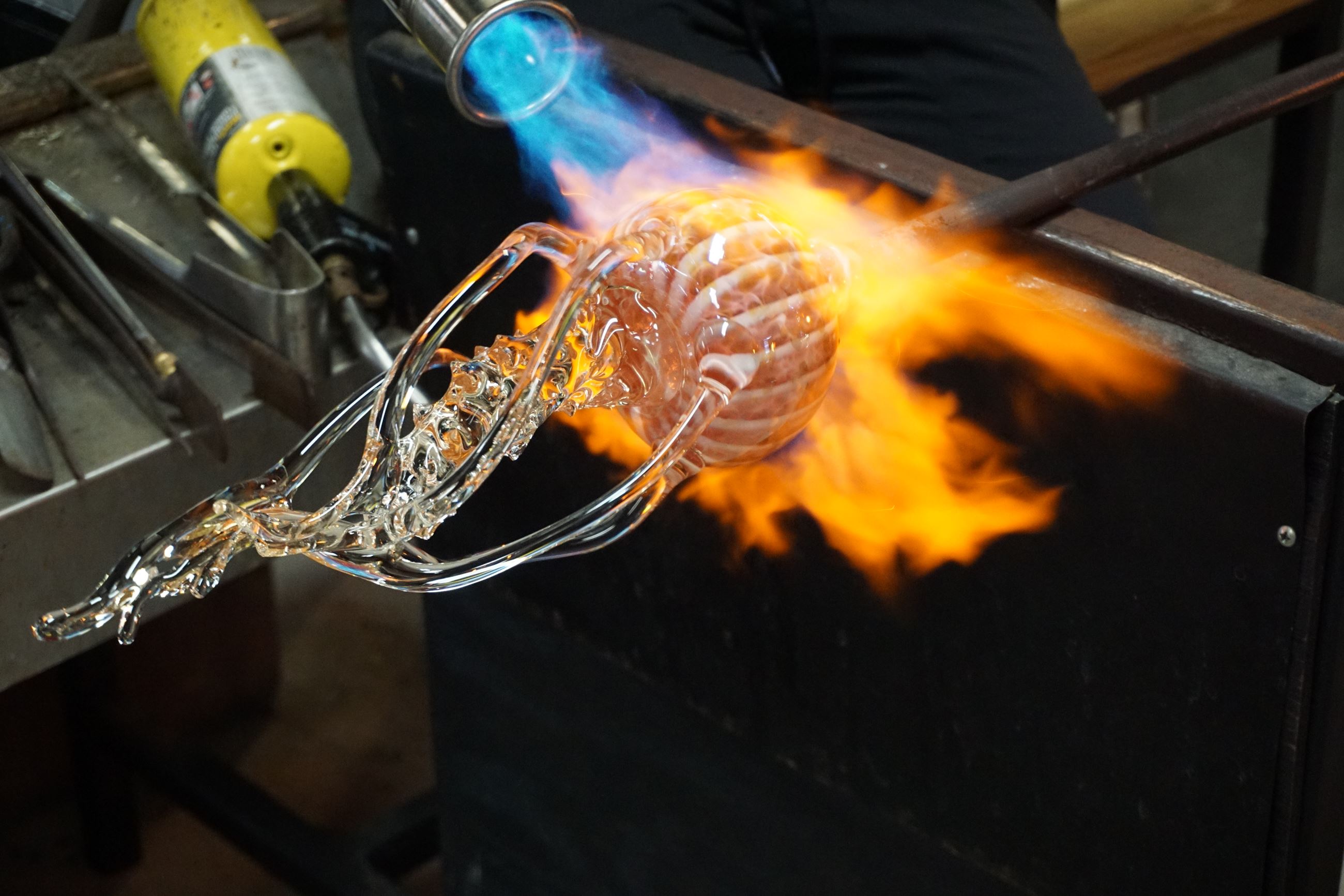 Torch fire on glass jellyfish