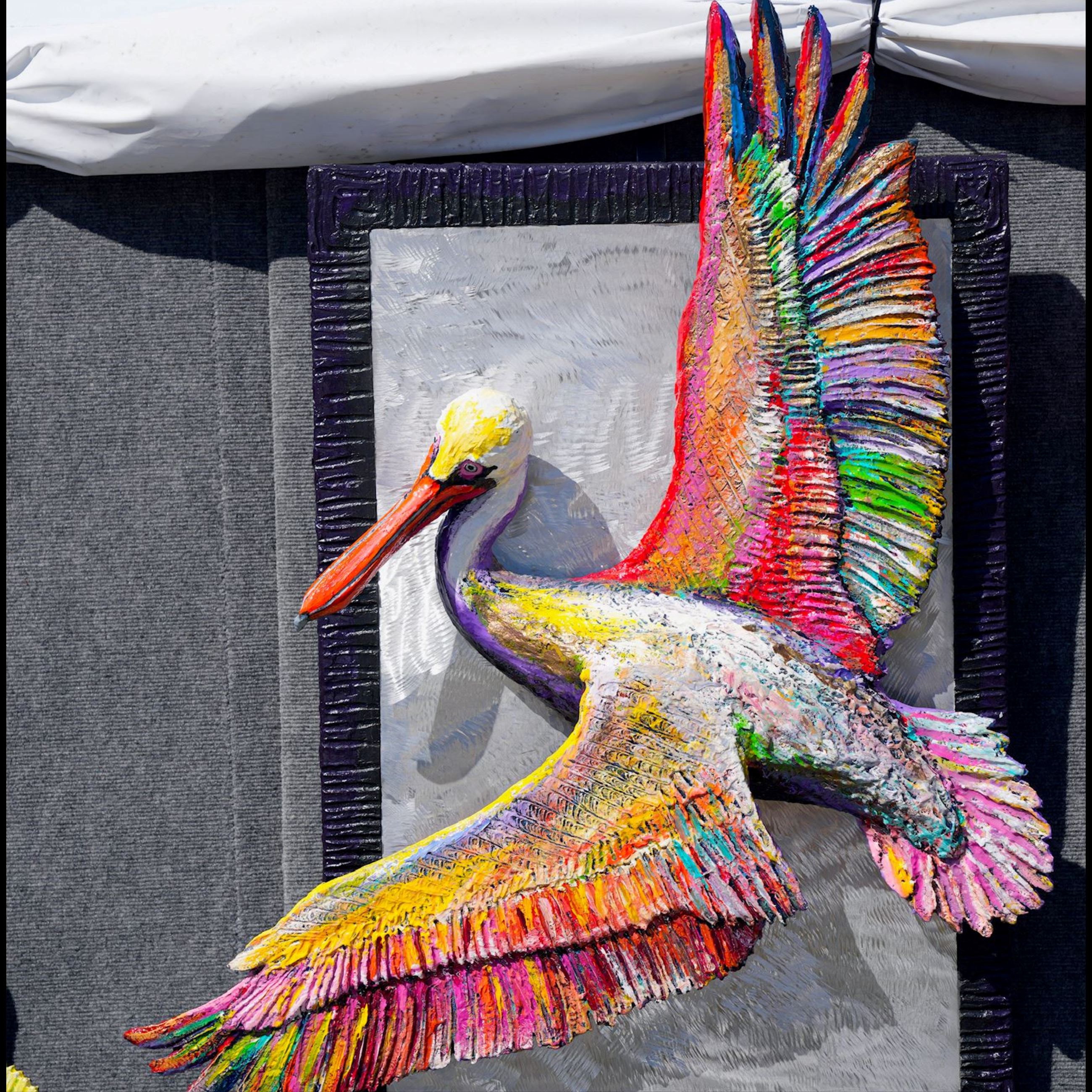 Colorful Pelican Carving