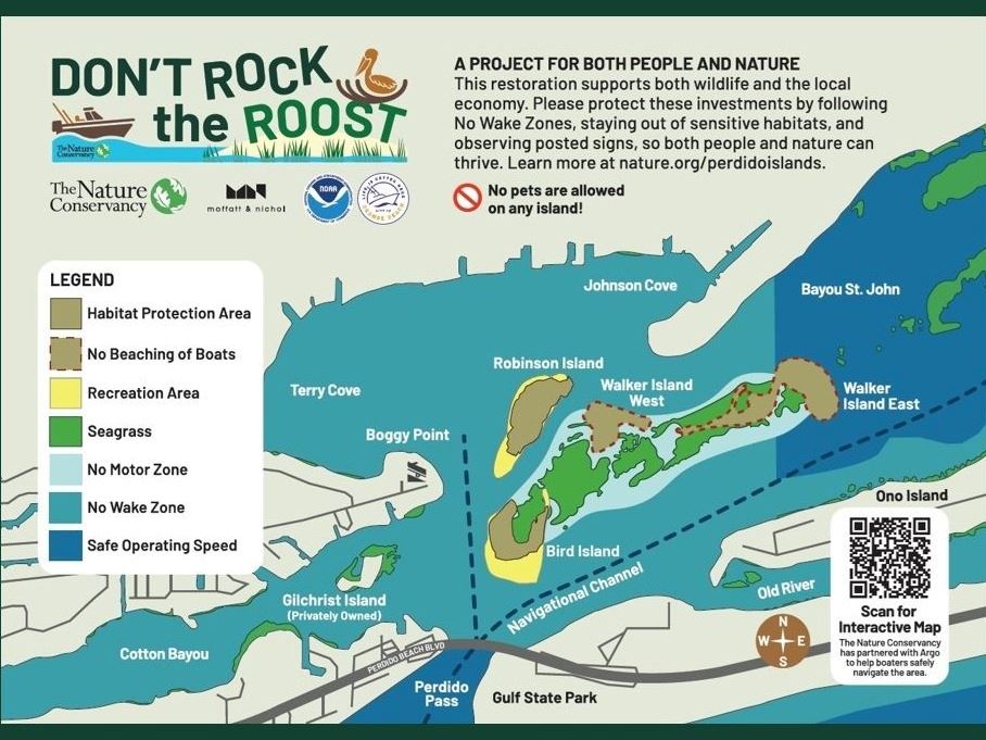 'Don't Rock the Roost' map showing sensitive areas around Perdido Islands