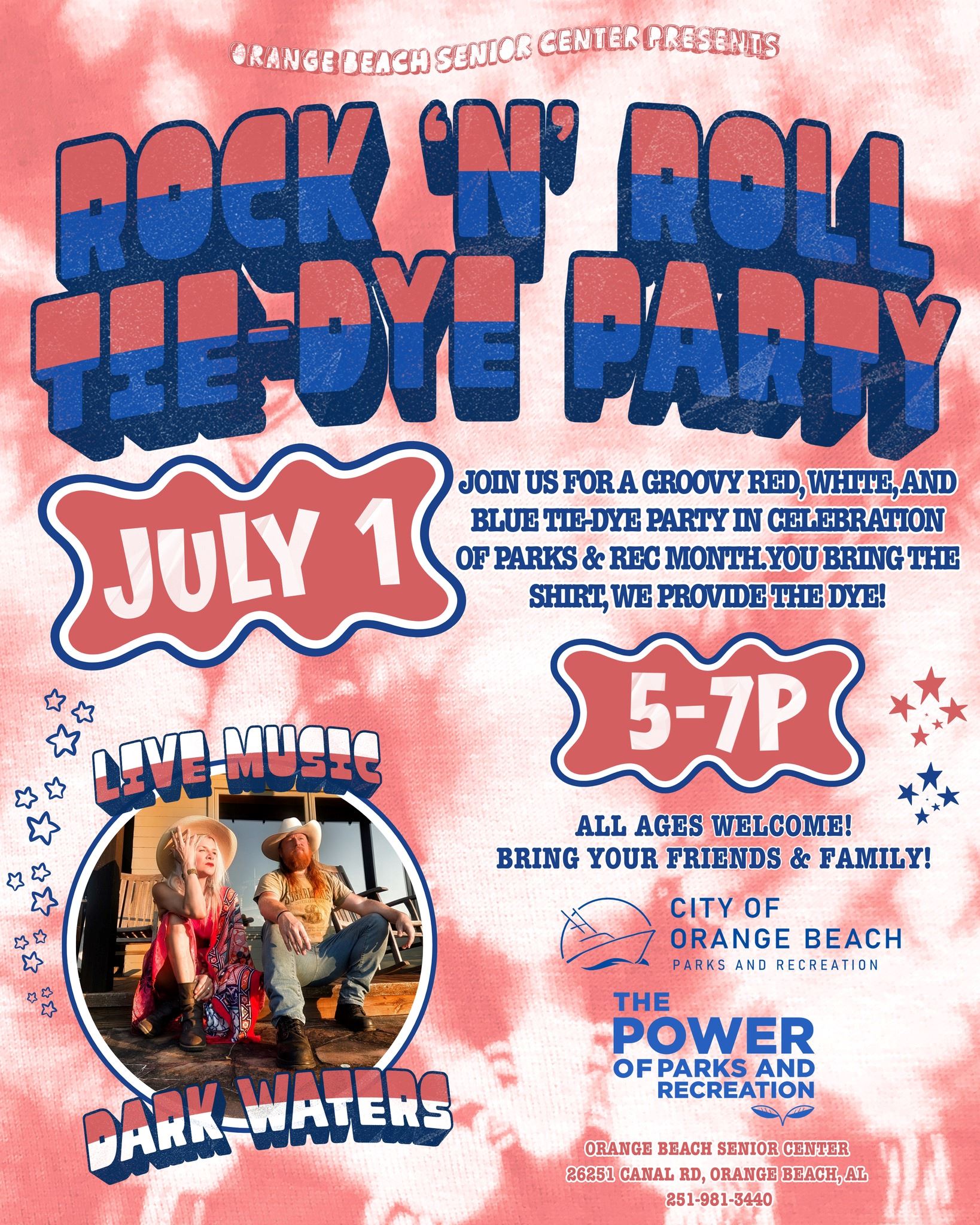 Senior Center Rock and Roll Tie-Day Party promotional graphic