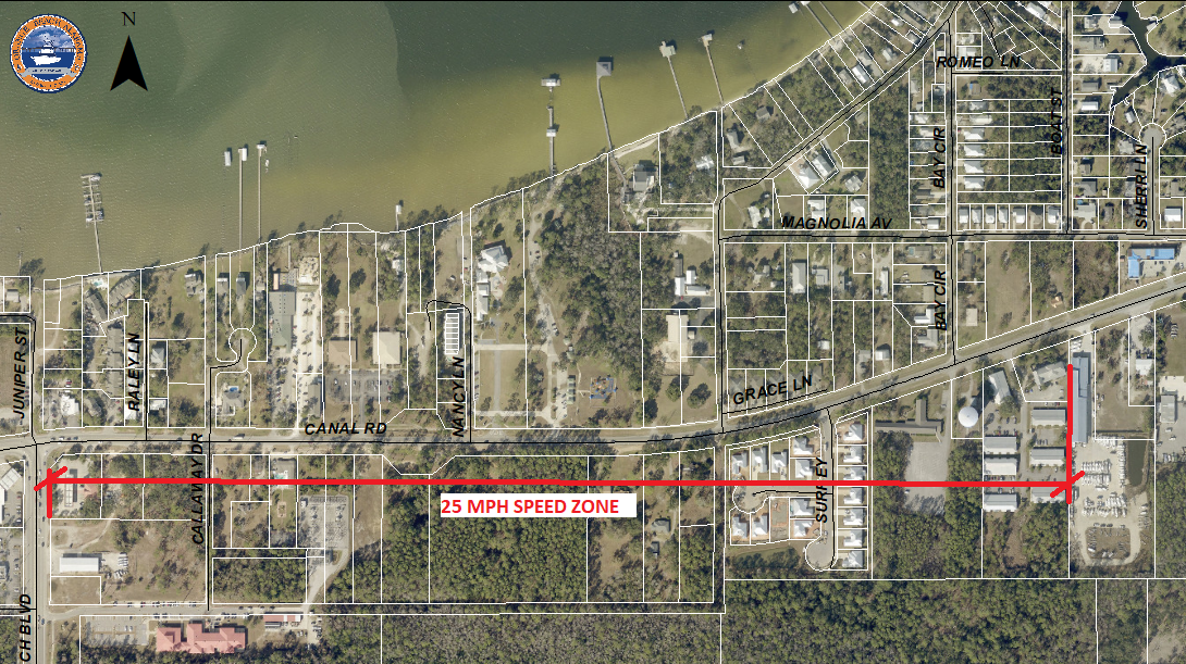 East Canal Road 25 MPH Speed Zone map