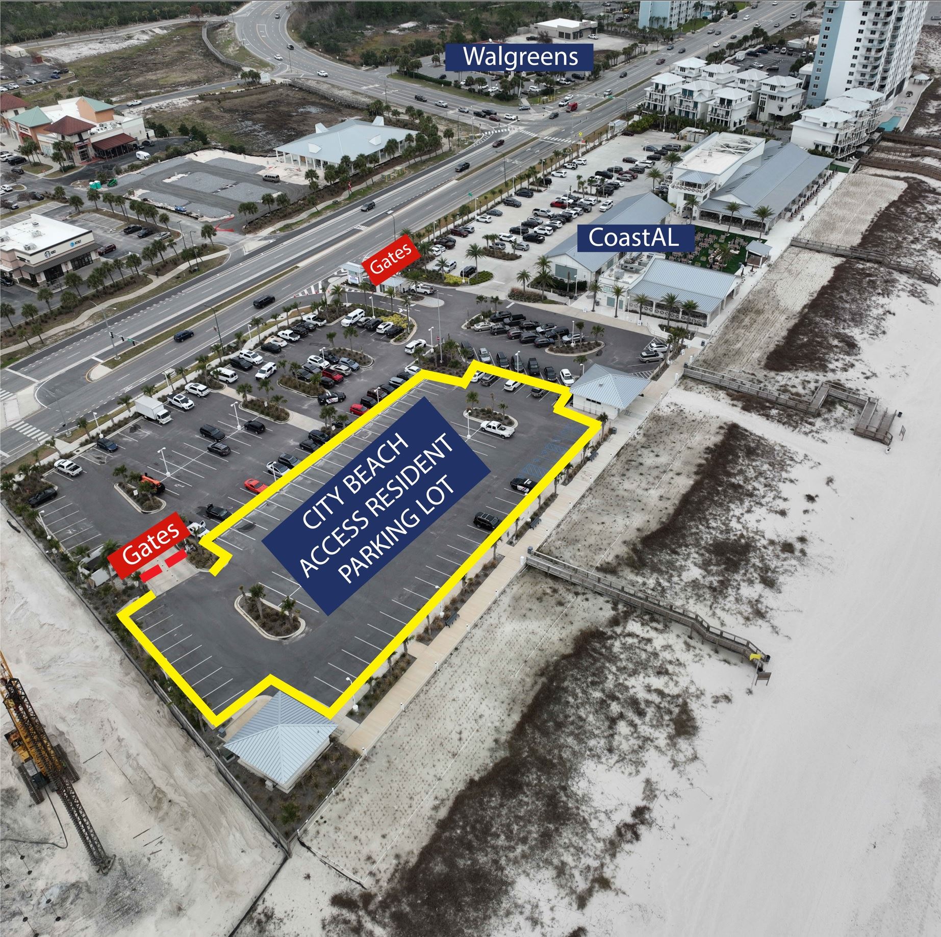 Orange Beach City Beach Access parking lot location map