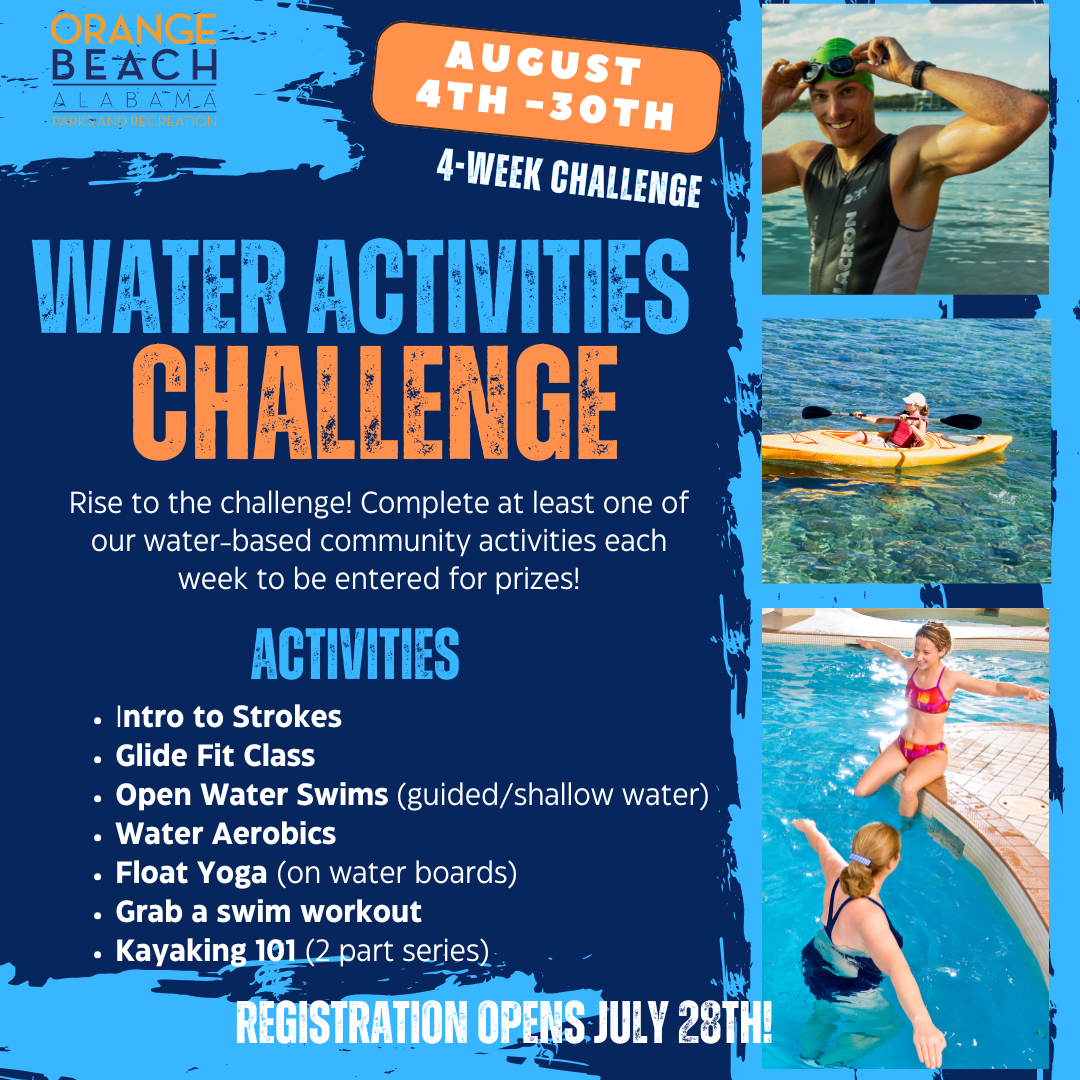 August 2025 Water Activities Challenge flyer