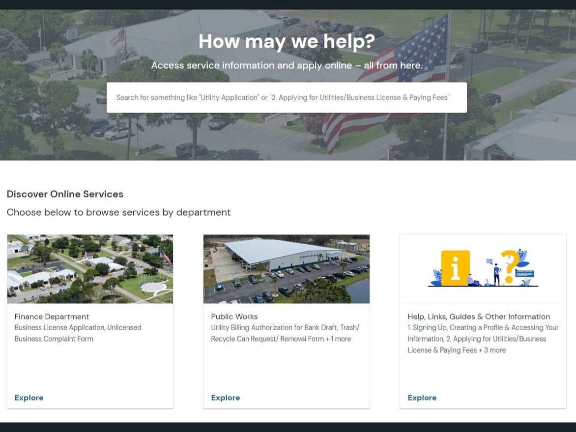 OpenGov homepage for City of Orange Beach