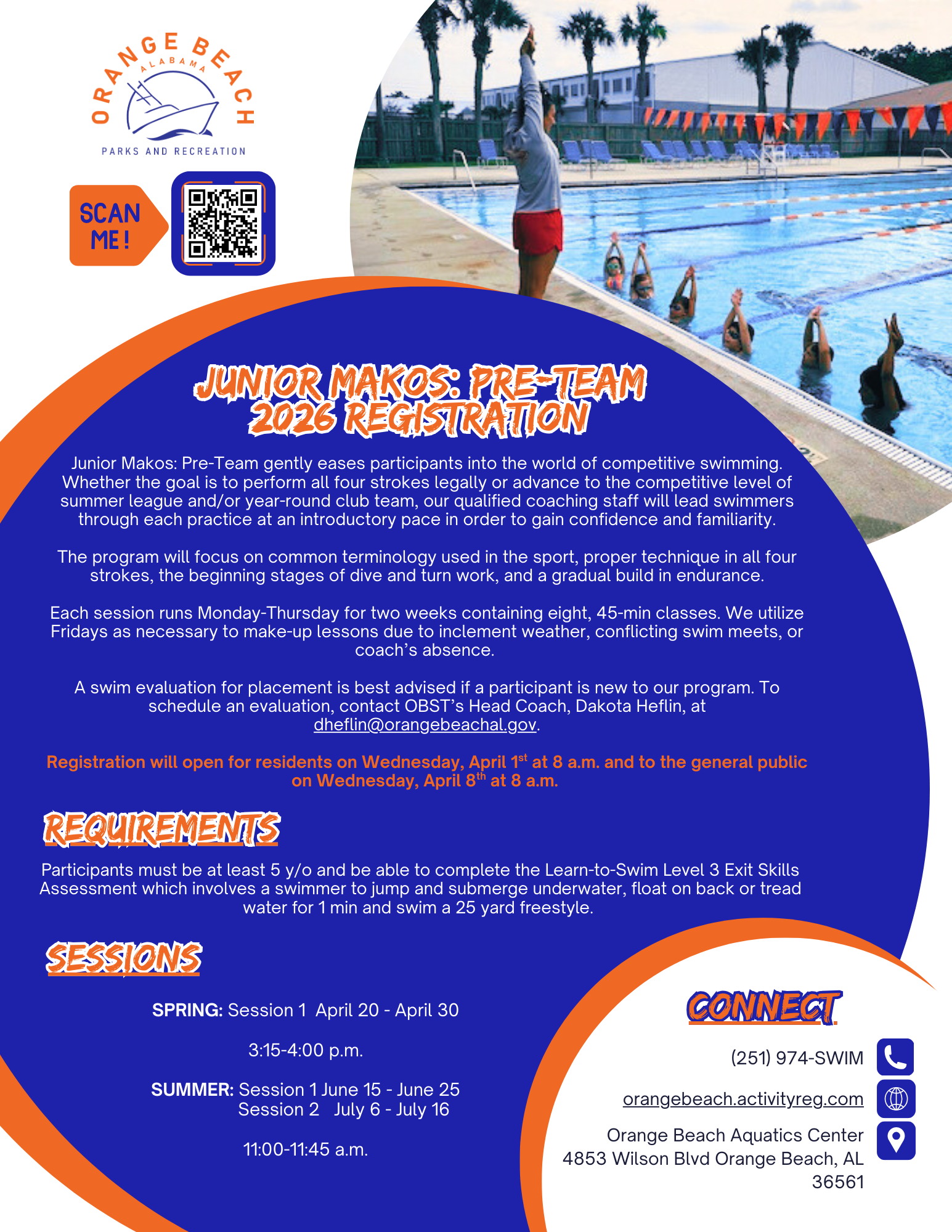 2026 Orange Beach Aquatics Center Junior Makos flyer