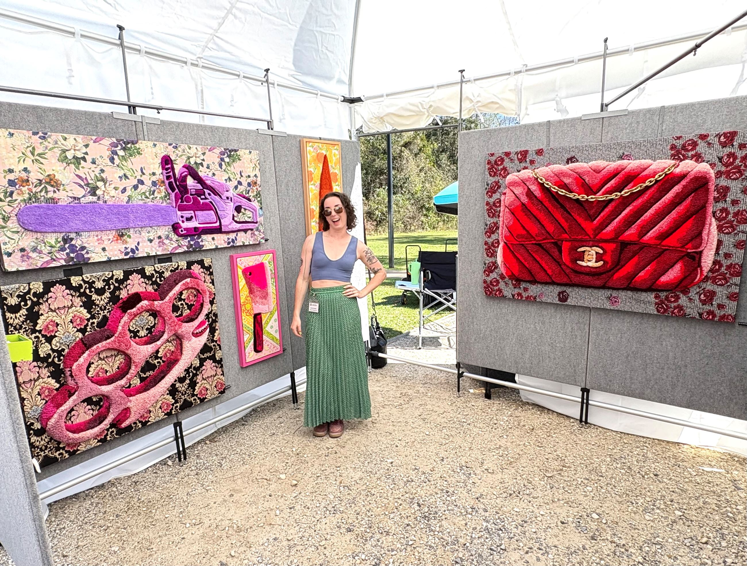 Mixed Media Artist Sara Cantor in her booth