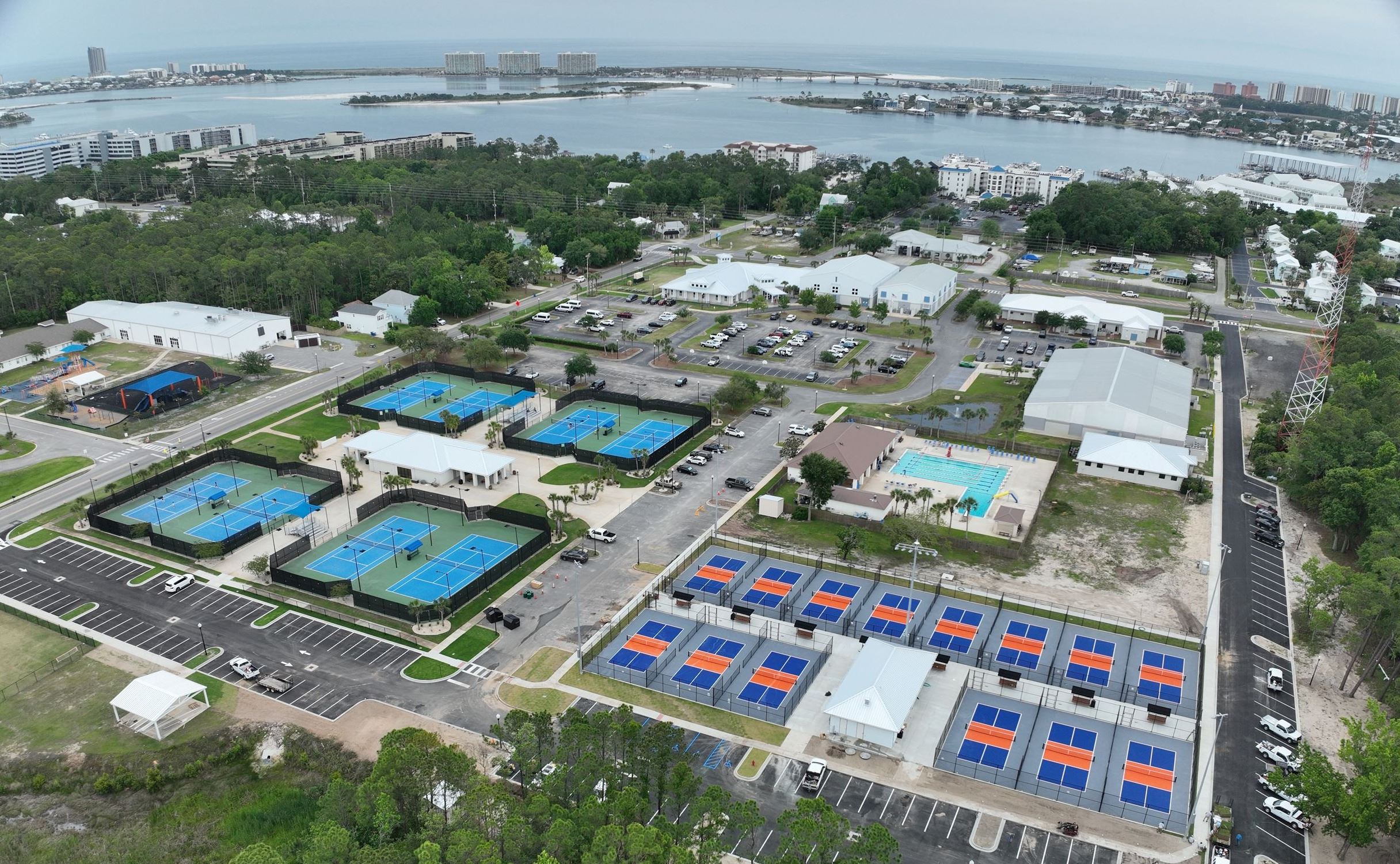 Orange Beach Pickleball Complex aerial over Rec Campus