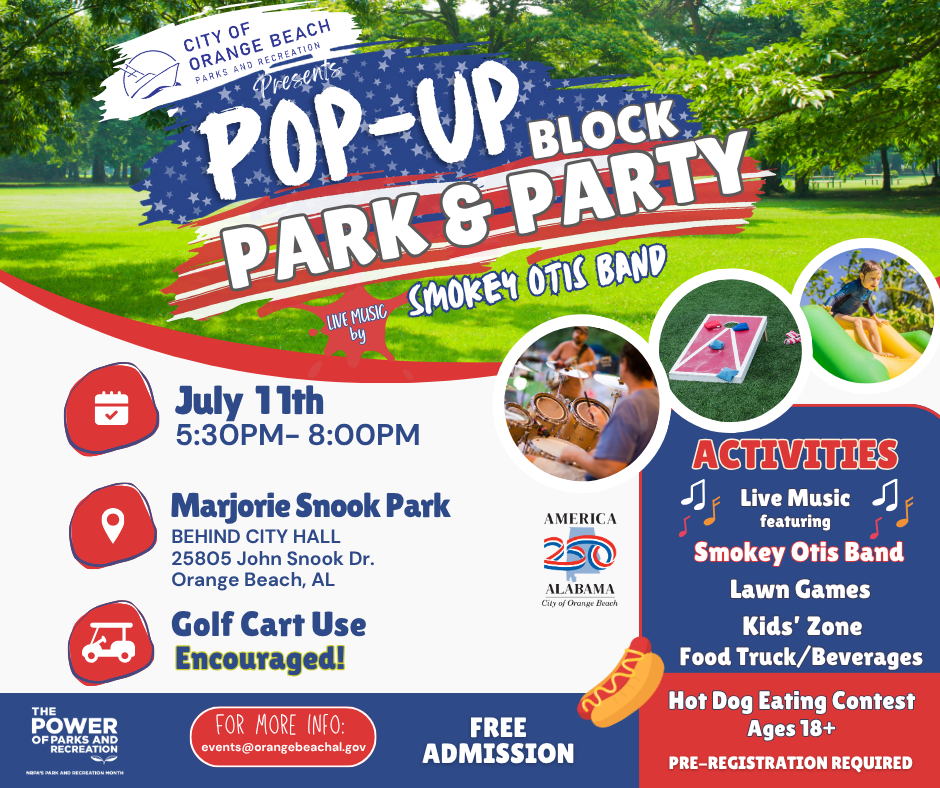 Block Party Social Graphic live band, beverages, hot dog eating contest