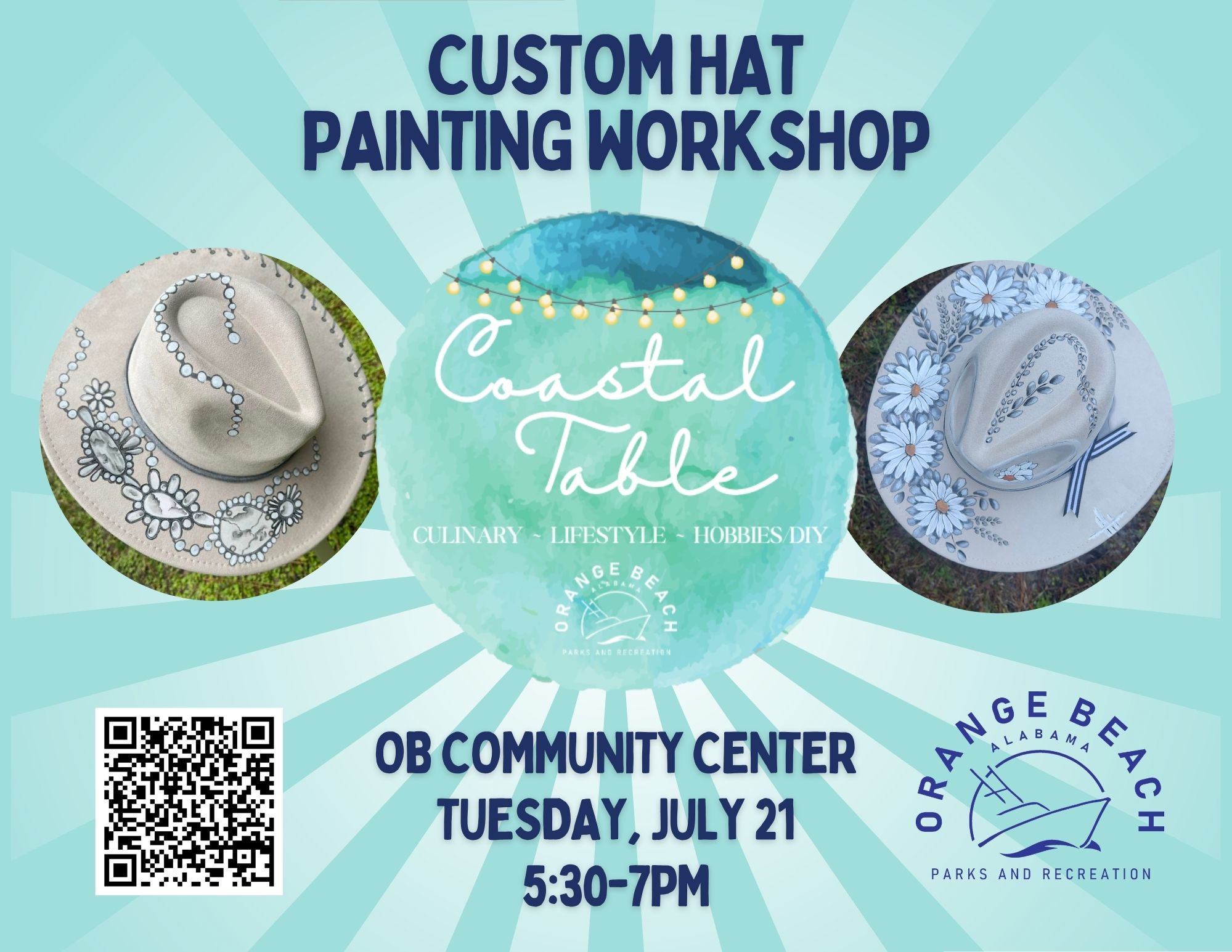 Coastal Table - Hat Painting Workshop promo graphic